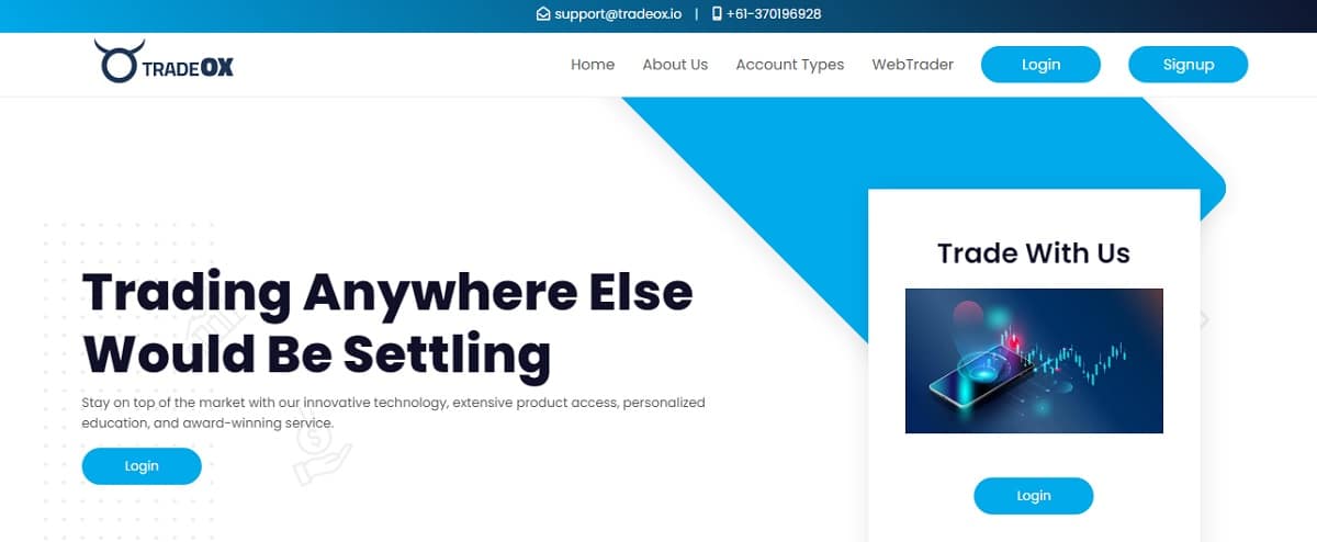 Tradeox Homepage
